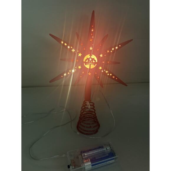 Pink Christmas Tree Topper 9" Wooden Red Bethlehem Treetop W/Out Battery *READ.. - Picture 8 of 16